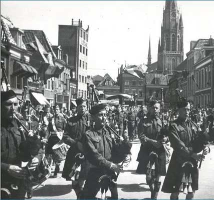C.B.H. pipe band on parade through Leeuwarden, Friesland